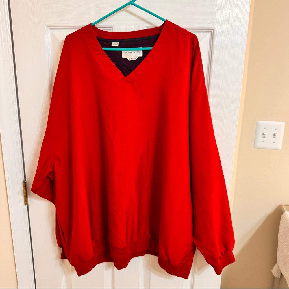 CUTTER & BUCK men’s v neck pullover SZ 3XB red With Pockets!